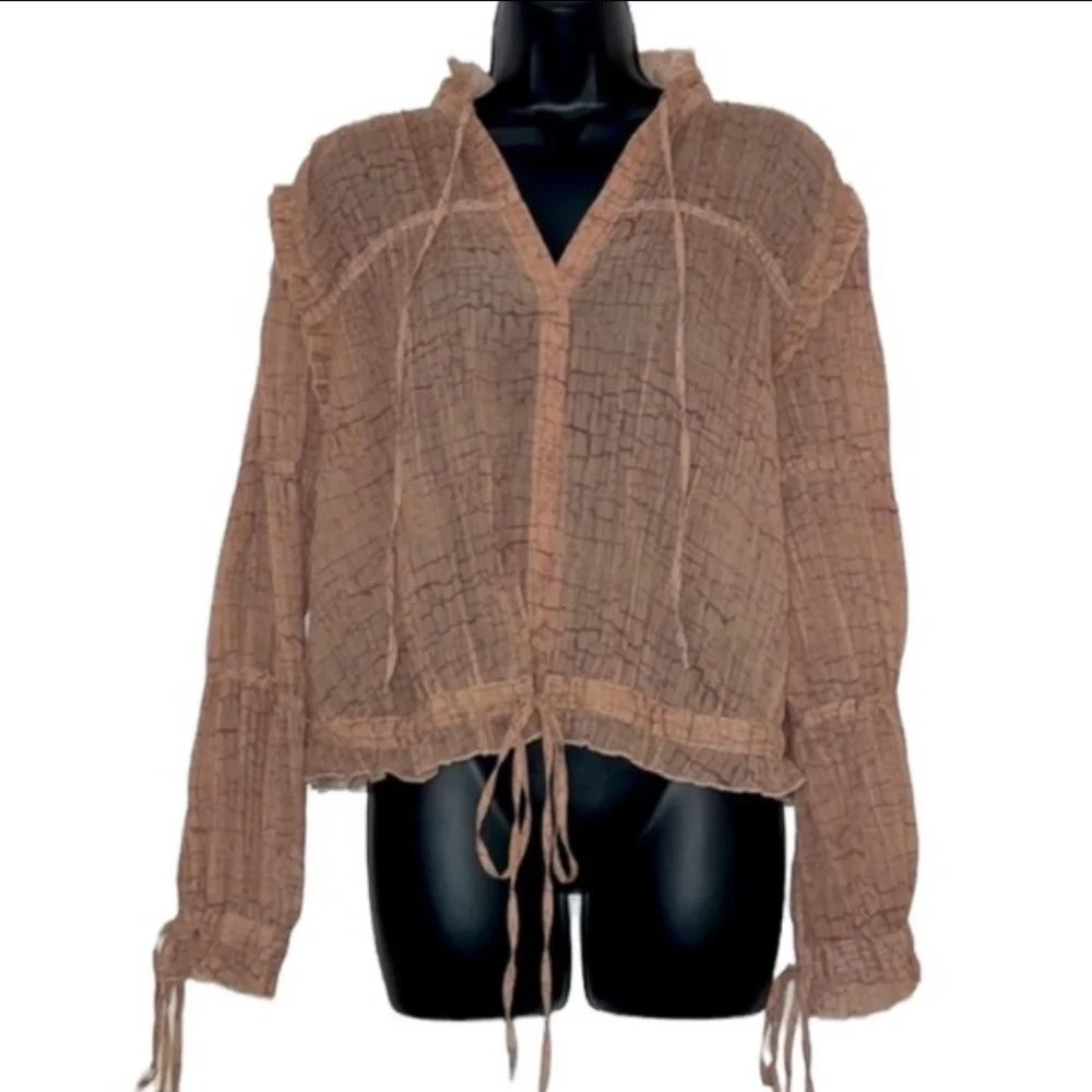 H&M Patterned Ruffle Tie Blouse - Picture 1 of 9